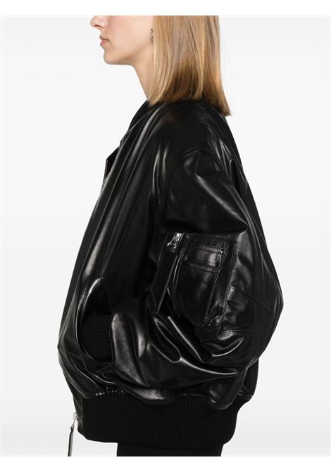 Black Anja leather bomber jacket The Attico - women THE ATTICO | 247WCB04L109100